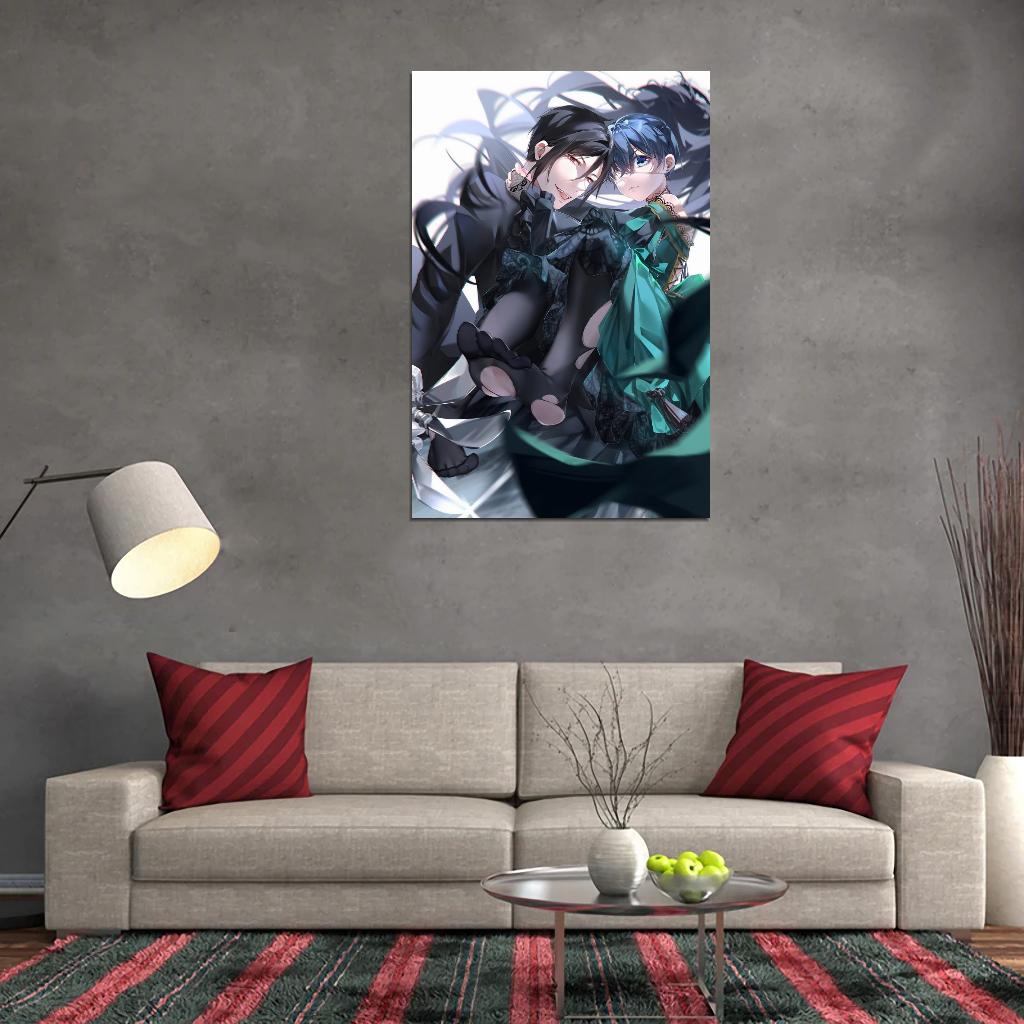Kuroshitsuji Black Butler Anime Poster Japanese Yaoi Fantasy Sebastian Michaelis Ciel Phantomhive Demon Butler Manga Art - xonomax