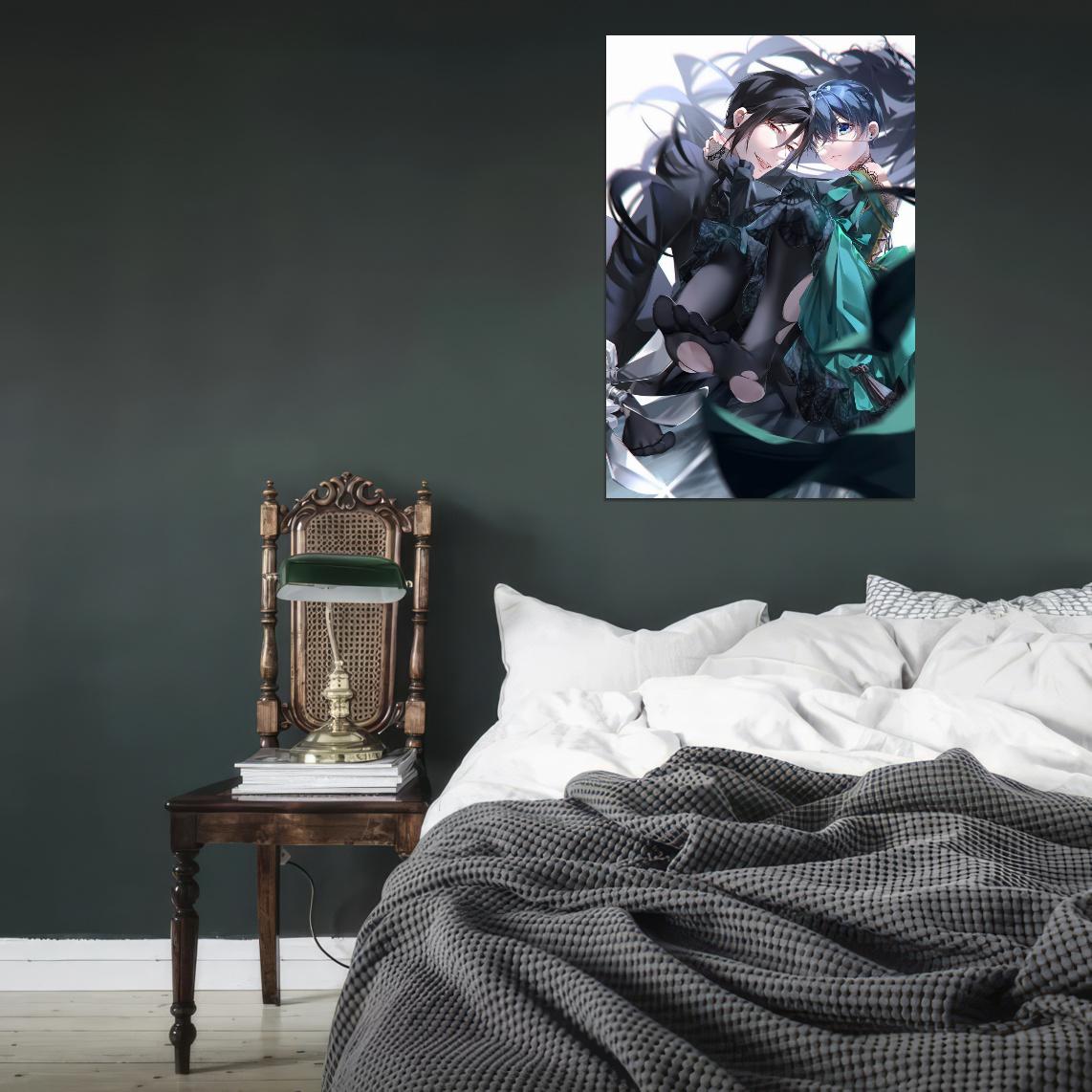 Kuroshitsuji Black Butler Anime Poster Japanese Yaoi Fantasy Sebastian Michaelis Ciel Phantomhive Demon Butler Manga Art - xonomax