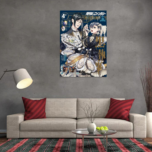 Kuroshitsuji Black Butler Anime Poster Japanese Yaoi Fantasy Sebastian Michaelis Ciel Phantomhive Demon Butler Manga Style Manga Art - xonomax