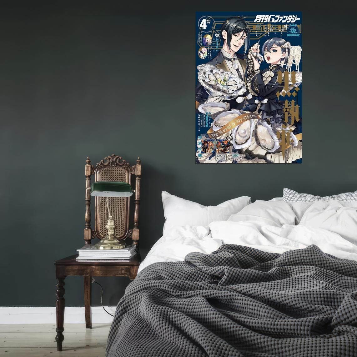Kuroshitsuji Black Butler Anime Poster Japanese Yaoi Fantasy Sebastian Michaelis Ciel Phantomhive Demon Butler Manga Style Manga Art - xonomax
