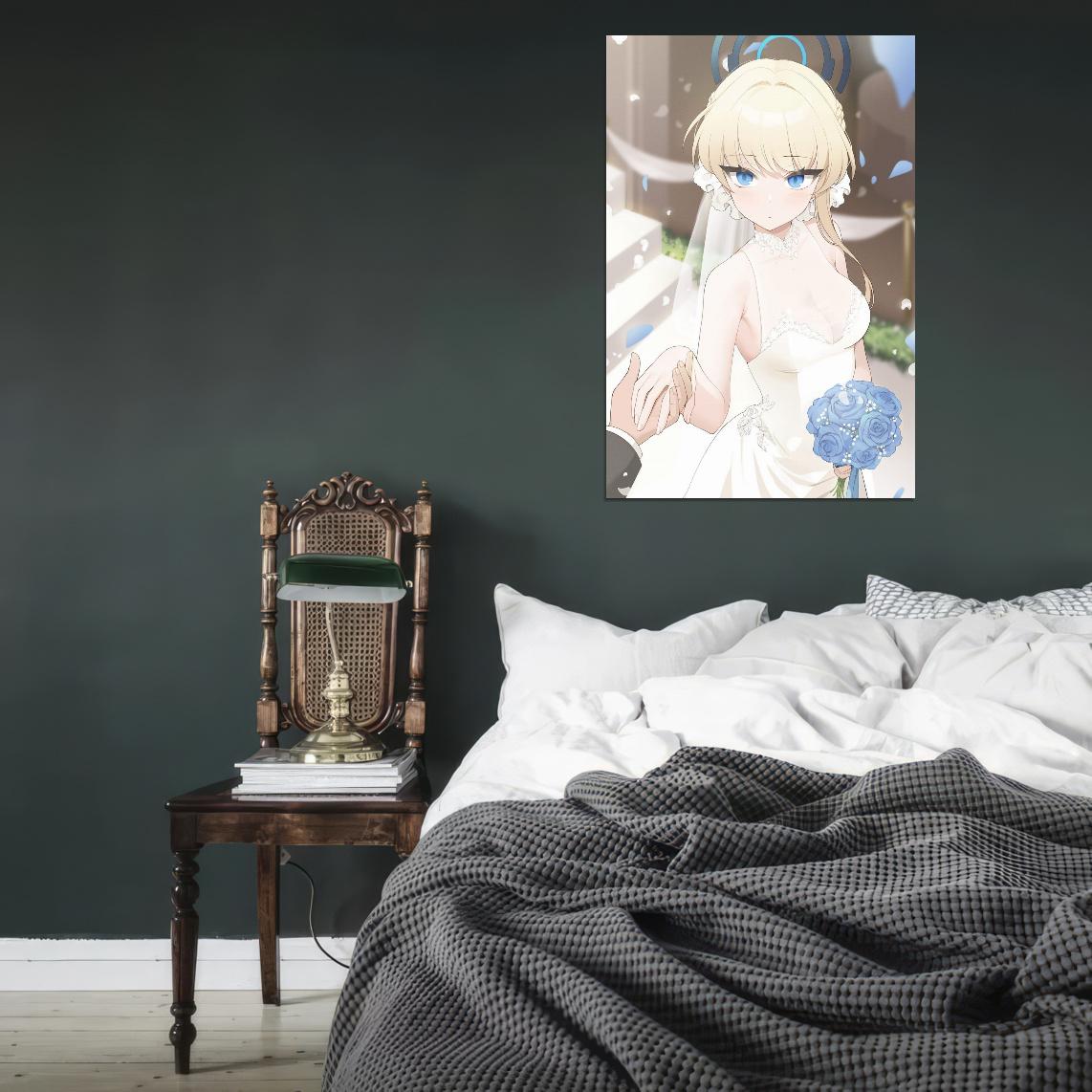 Asuma Toki Blue Archive Game Poster Japanese School Girl Cute Blonde Bride Anime Poster Manga Art - xonomax