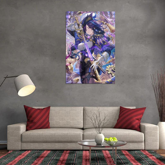 Genshin Impact Clorinde Anime Poster Video Game Japanese Fantasy Adventure Manga Art - xonomax