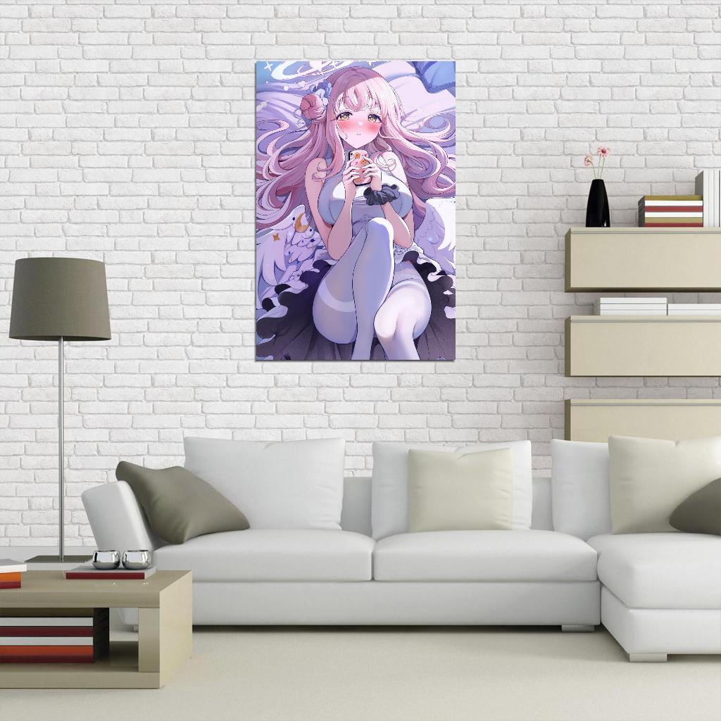 Misono Mika Blue Archive Video Game Anime Poster Japanese Pink Hair Wings Busty Manga Art