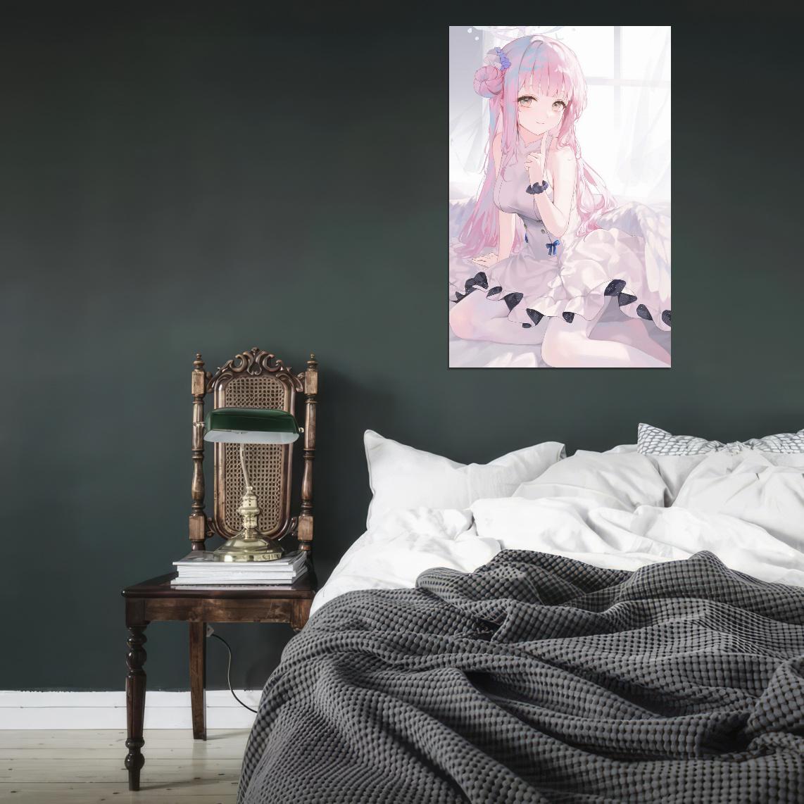 Misono Mika Blue Archive Video Game Anime Poster Japanese Pink Hair Wings Busty Manga Art - xonomax