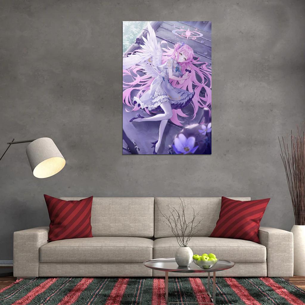 Misono Mika Blue Archive Video Game Anime Poster Japanese Pink Hair Wings Manga Art