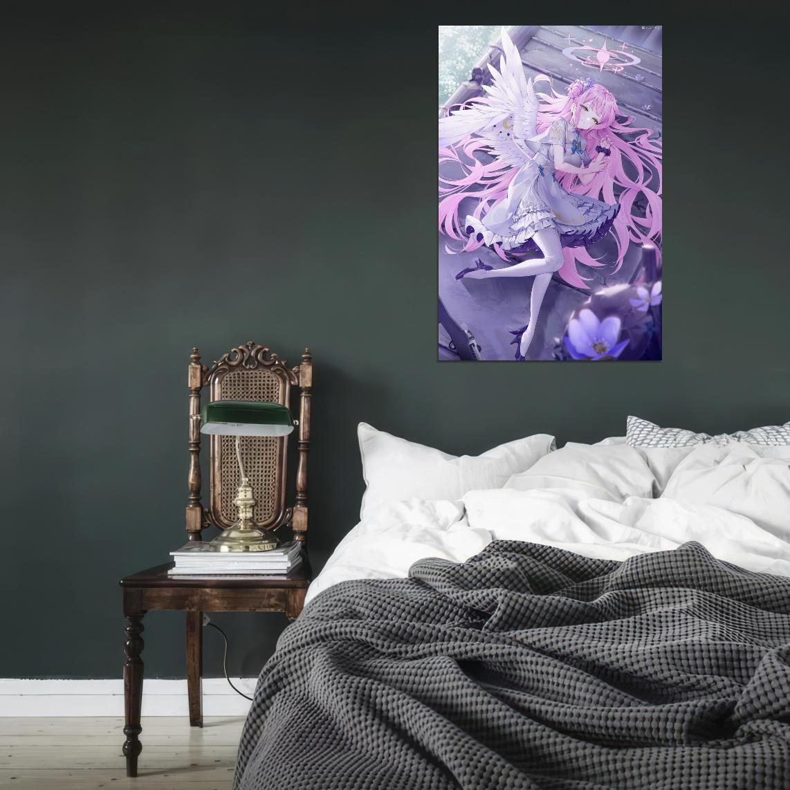 Misono Mika Blue Archive Video Game Anime Poster Japanese Pink Hair Wings Manga Art