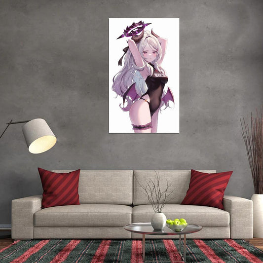 Sorasaki Hina Blue Archive Video Game Anime Poster Japanese School Girl Cute Swimsuit Horns White Hair Supernatural Manga Art - xonomax