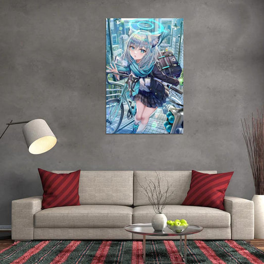 Sunaookami Shiroko Blue Archive Video Game Anime Poster Japanese School Girl Cute Kemonomimi Grey Hair Manga Art - xonomax