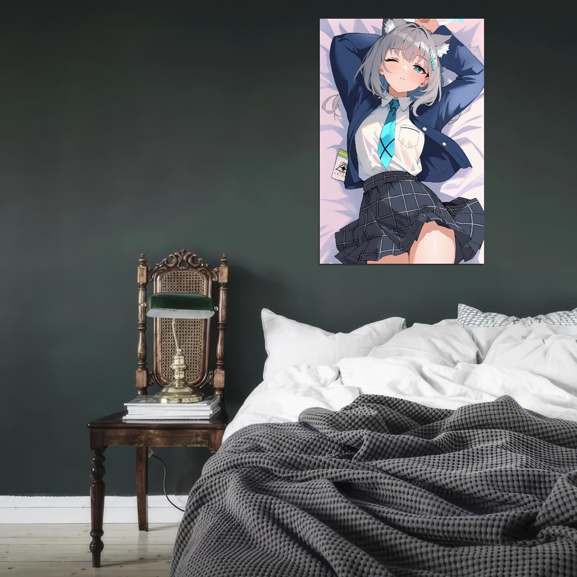 Sunaookami Shiroko Blue Archive Video Game Anime Poster Japanese School Girl Cute Kemonomimi Grey Hair Manga Art - xonomax