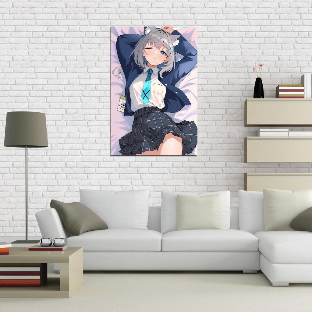 Sunaookami Shiroko Blue Archive Video Game Anime Poster Japanese School Girl Cute Kemonomimi Grey Hair Manga Art