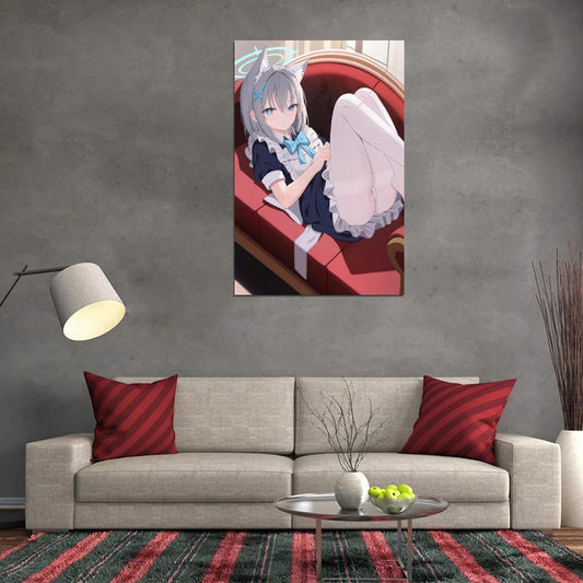 Sunaookami Shiroko Blue Archive Video Game Anime Poster Japanese School Girl Cute Kemonomimi Grey Hair Manga Art - xonomax