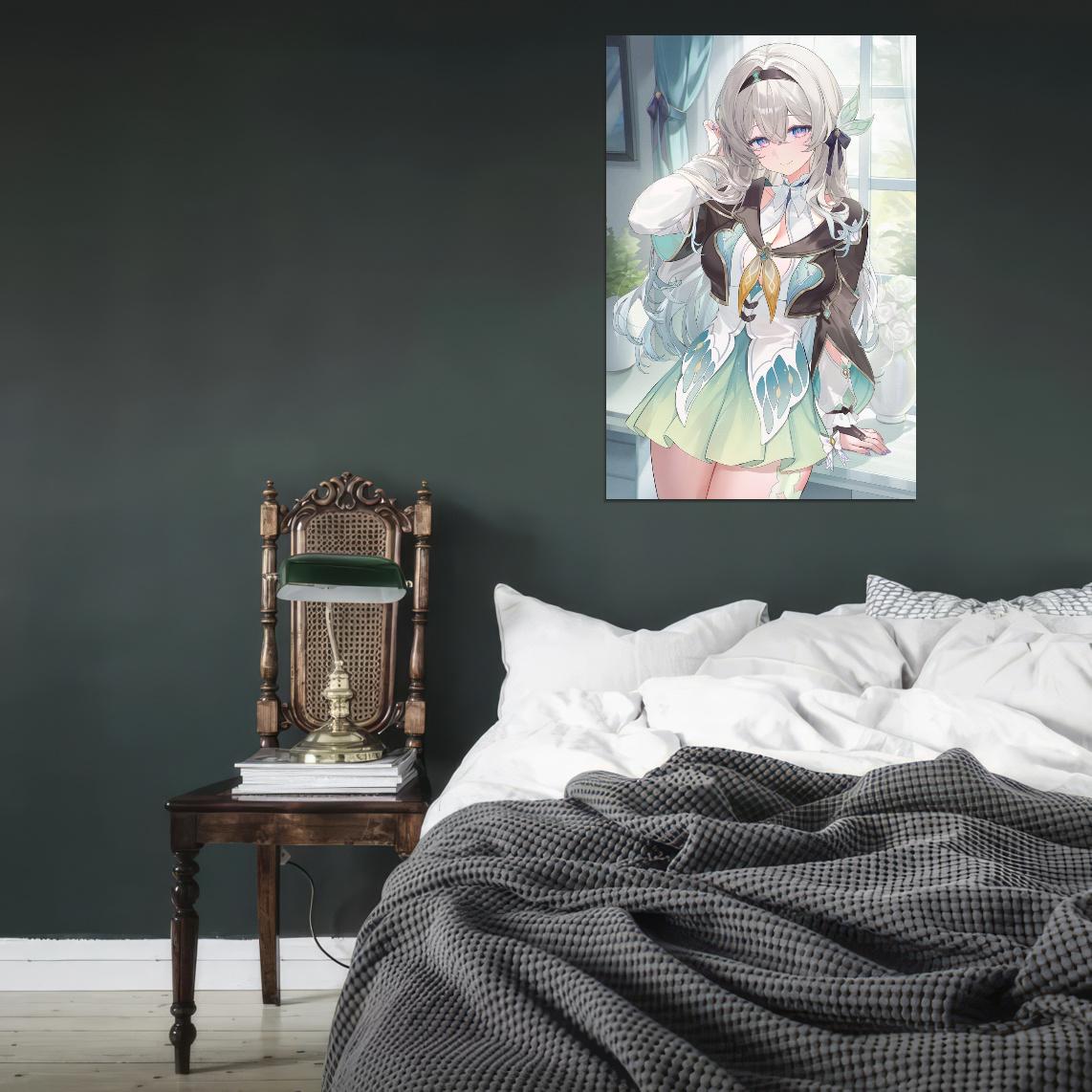 Firefly Honkai Star Rail Video Game Anime Poster Japanese Silver Hair Cute Manga Art - xonomax