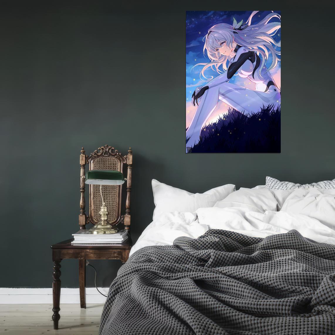 Firefly Honkai Star Rail Video Game Anime Poster Japanese Silver Hair Cute Manga Art - xonomax