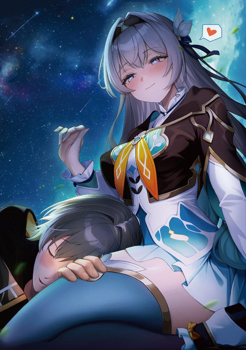 Firefly Honkai Star Rail Video Game Anime Poster Japanese Silver Hair Cute Stockings Manga Art - xonomax