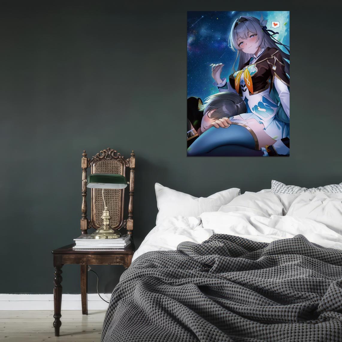 Firefly Honkai Star Rail Video Game Anime Poster Japanese Silver Hair Cute Stockings Manga Art - xonomax