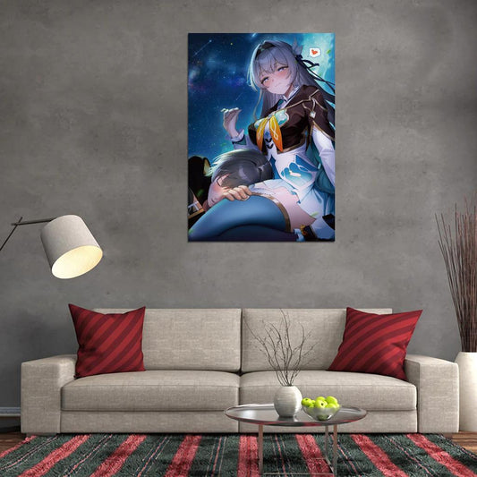 Firefly Honkai Star Rail Video Game Anime Poster Japanese Silver Hair Cute Stockings Manga Art - xonomax