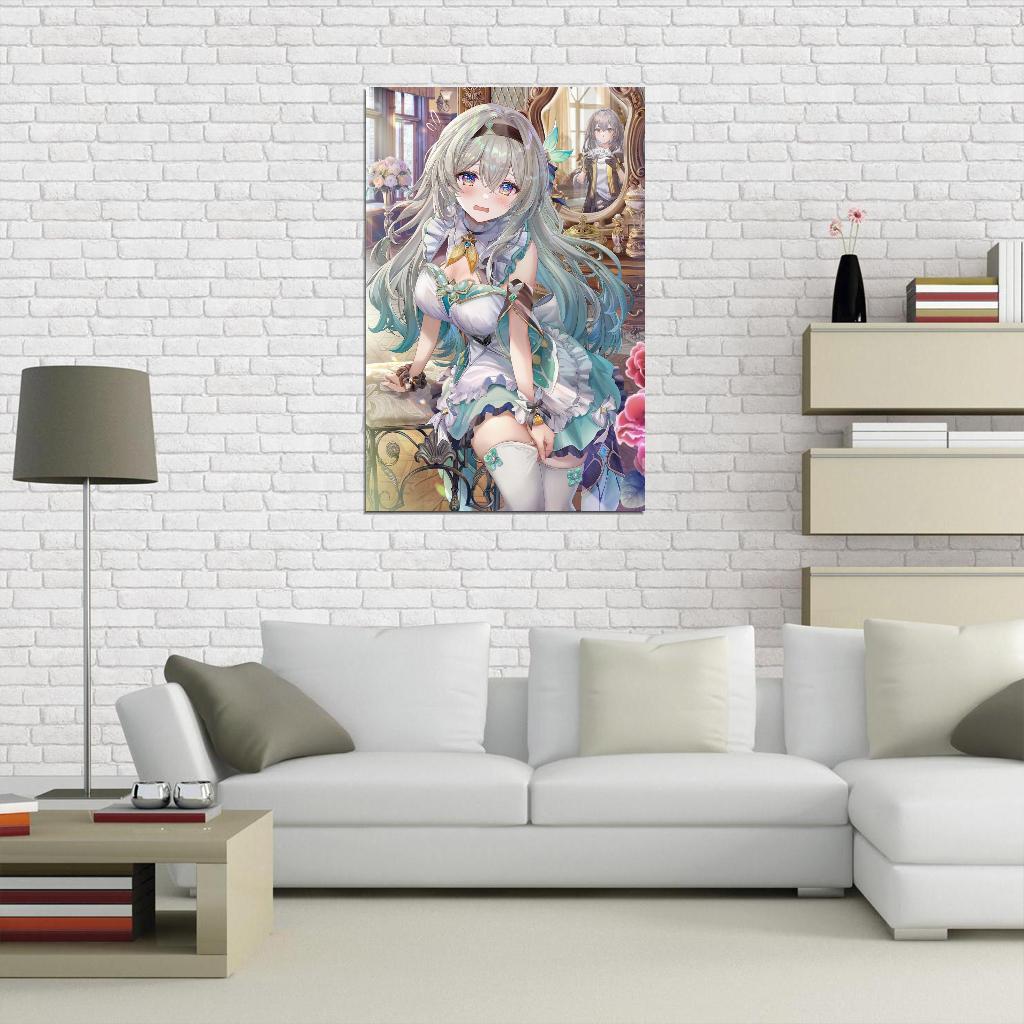 Firefly Honkai Star Rail Video Game Anime Poster Japanese Silver Hair Cute Stockings Manga Art - xonomax