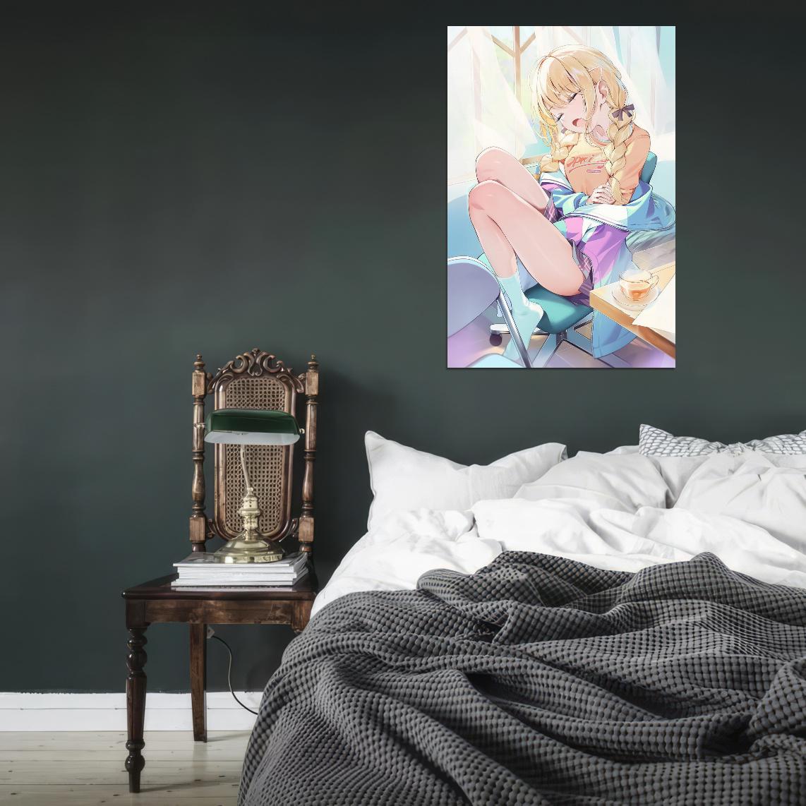 Fujita Kotone Gakuen Idolm@ster Video Game Anime Poster Japanese Blonde Braids School Girl Playing Cute Hot Sexy Manga Art - xonomax