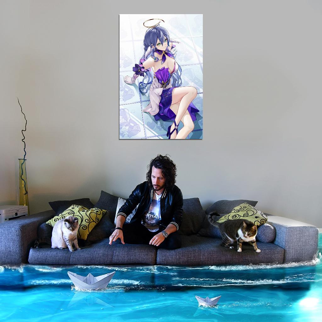 Robin Honkai Star Rail Video Game Anime Poster Japanese Sci-fi Fantasy Adventure Purple Hair Wings Sexy Manga Art