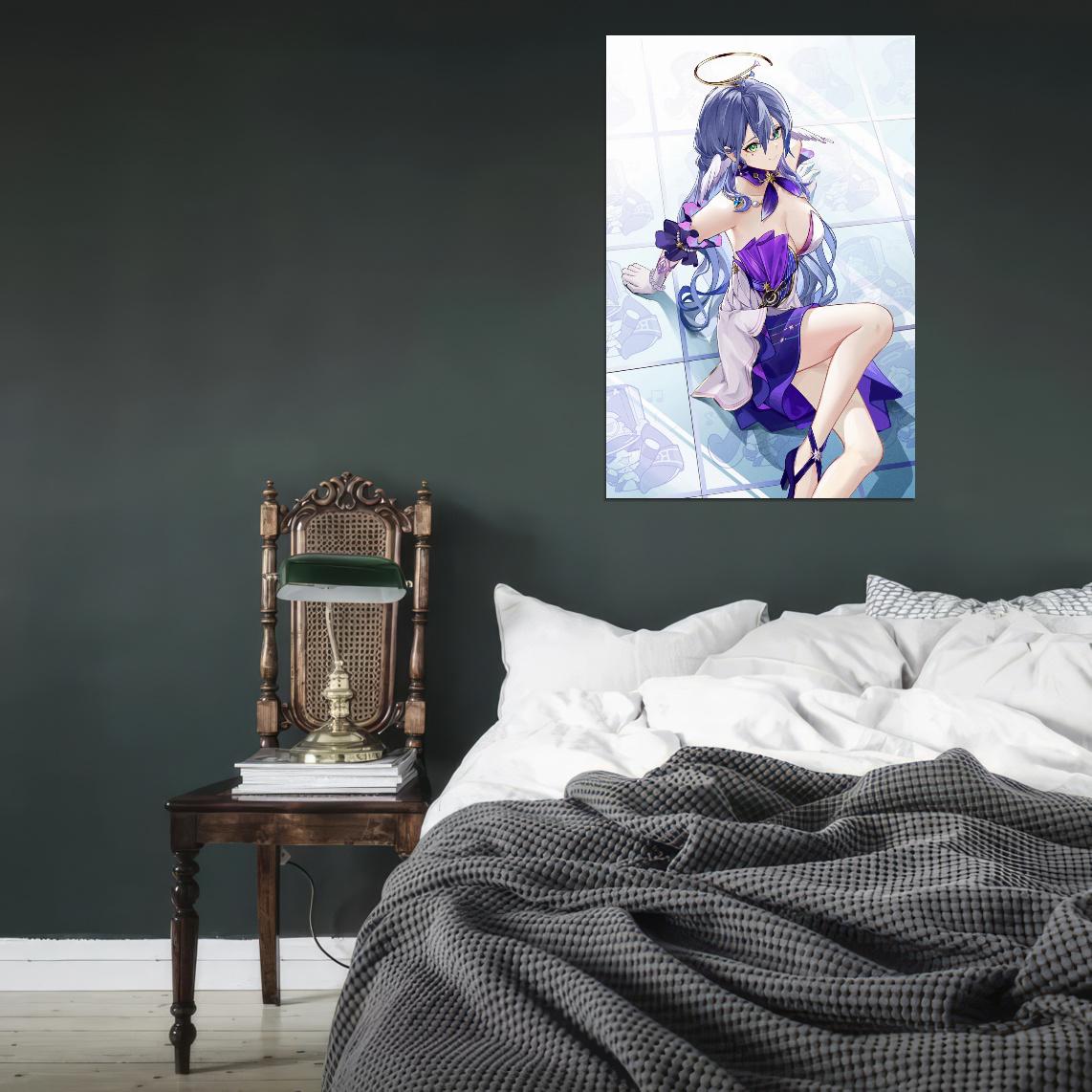Robin Honkai Star Rail Video Game Anime Poster Japanese Sci-fi Fantasy Adventure Purple Hair Wings Sexy Manga Art