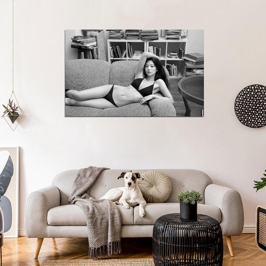 Blackpink Jennie Black And White Photo K-Pop Music Poster Kpop Girl Group - xonomax