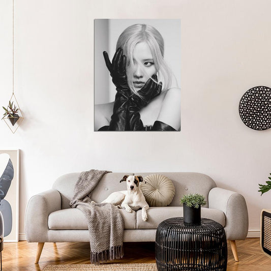 Blackpink Rose Black And White Photo K-Pop Music Poster Kpop Girl Group - xonomax