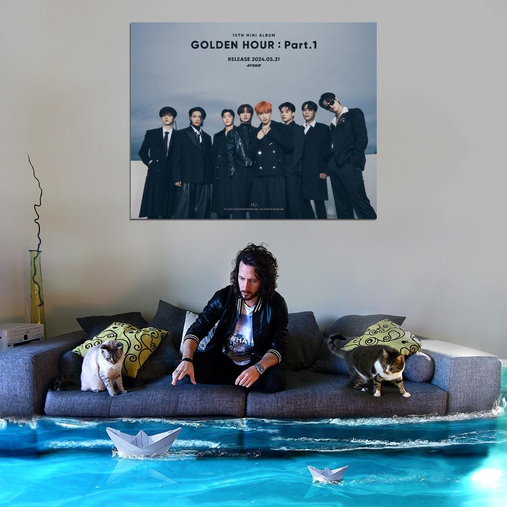 Ateez Golden Hour Hongjoong Seonghwa Yunho Yeosang San Mingi Wooyoung Jongho K-Pop Music Poster - xonomax