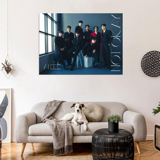 Ateez Hongjoong Seonghwa Yunho Yeosang San Mingi Wooyoung Jongho K-Pop Music Poster - xonomax