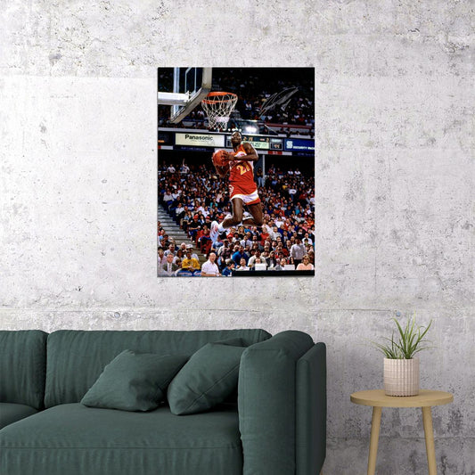 Dominique Wilkins 1988 Dunk Contest Two Hand Reverse Dunk Basketball Player Poster - xonomax