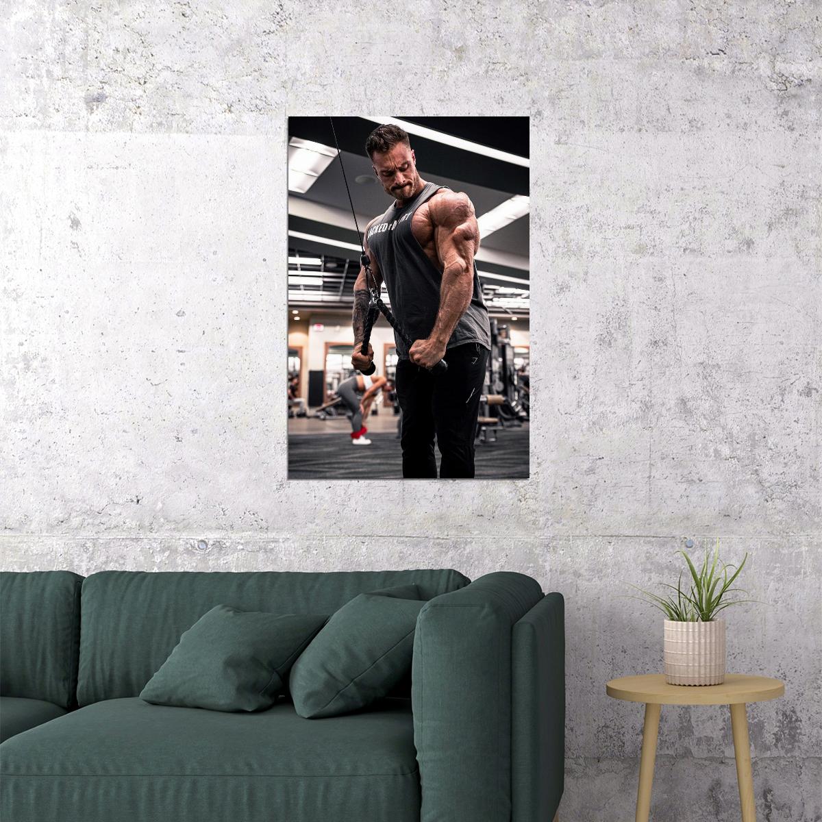 Chris Bumstead Gym Shot Famous Bodybuilder Poster Motivational Bodybuilding Workout HD Photo Print