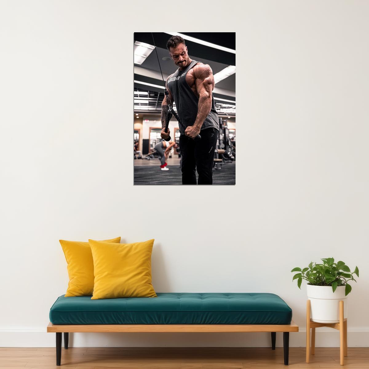 Chris Bumstead Gym Shot Famous Bodybuilder Poster Motivational Bodybuilding Workout HD Photo Print