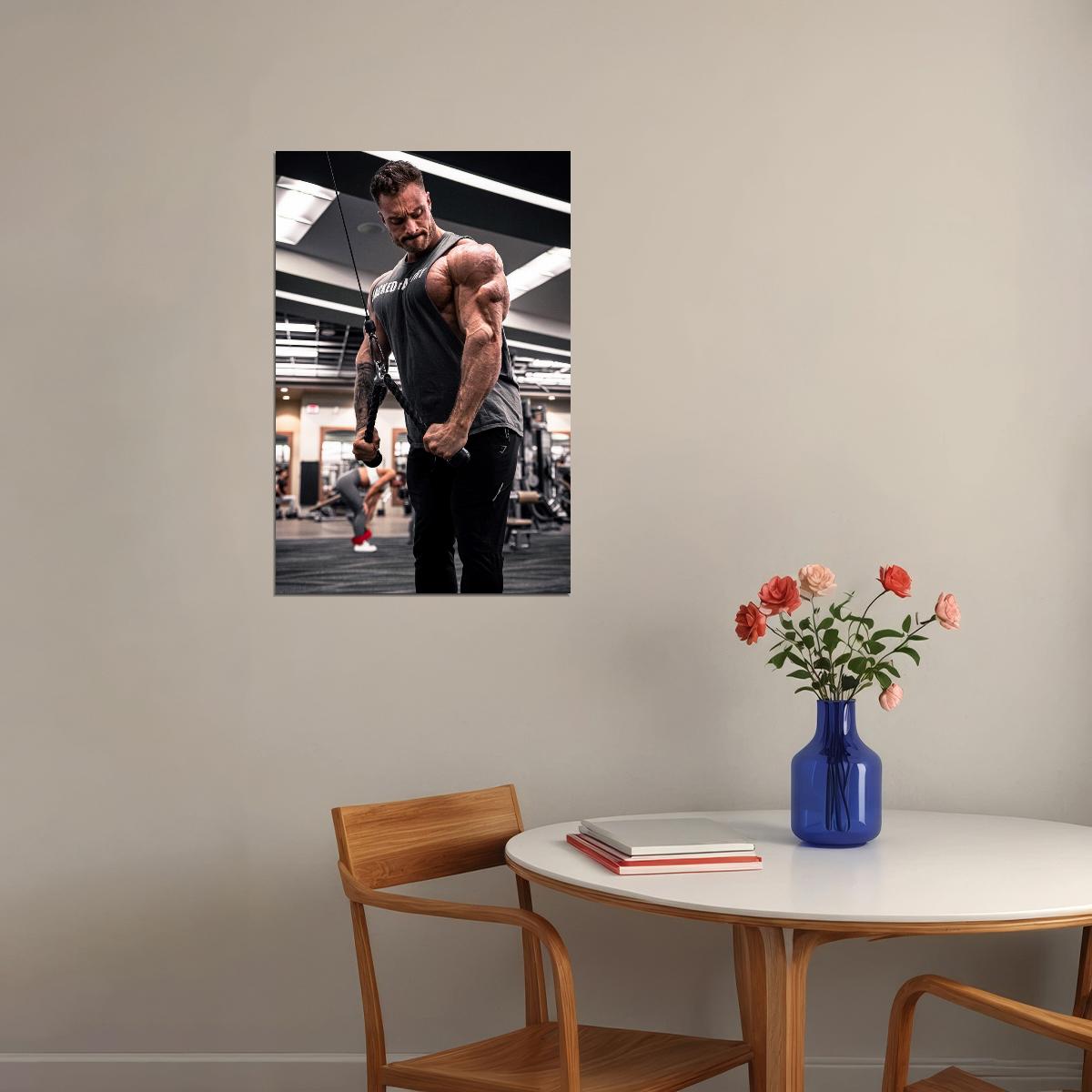 Chris Bumstead Gym Shot Famous Bodybuilder Poster Motivational Bodybuilding Workout HD Photo Print
