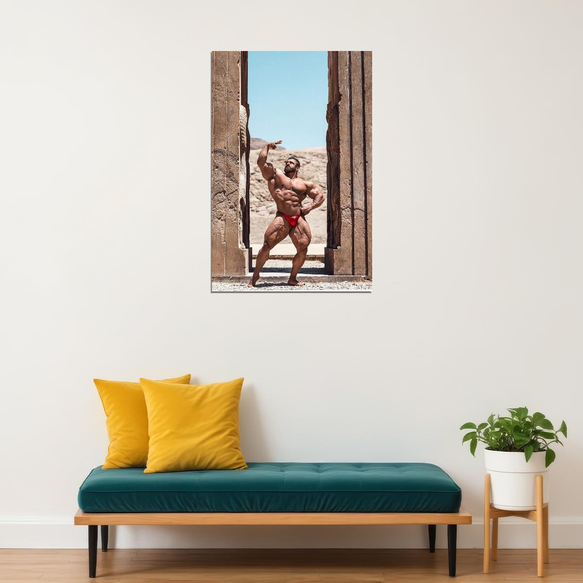 Hadi Choopan Greek Statue Pose Famous Bodybuilder Poster Bodybuilding Workout HD Photo Print