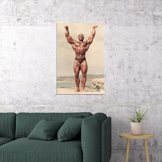 Sergio Oliva The Myth Bodybuilding Icon Poster Victory Pose Mr Olympia Bodybuilding HD Photo Print - xonomax