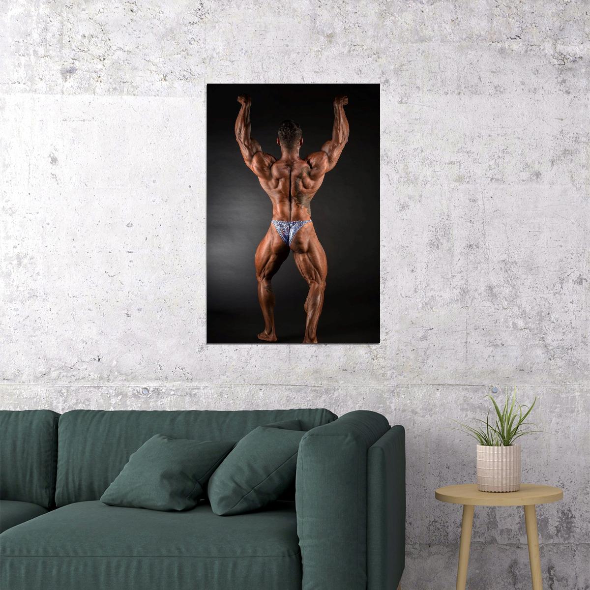 Rafael Brandao Back Shot Brazilian Famous Bodybuilder Poster Bodybuilding Workout HD Photo Print