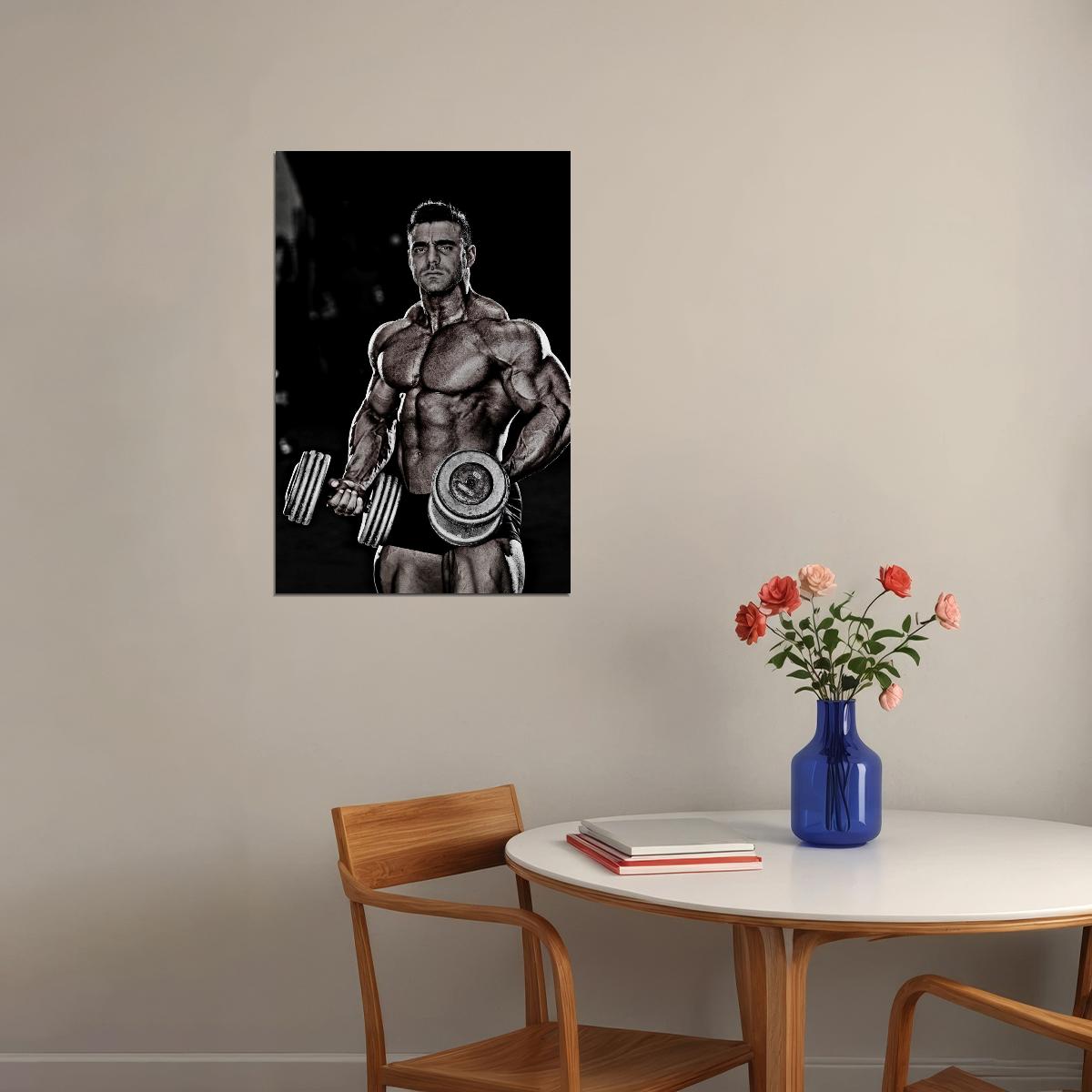 Rafael Brandao Black And White Gym Famous Brazilian Bodybuilder Poster Bodybuilding HD Photo Print