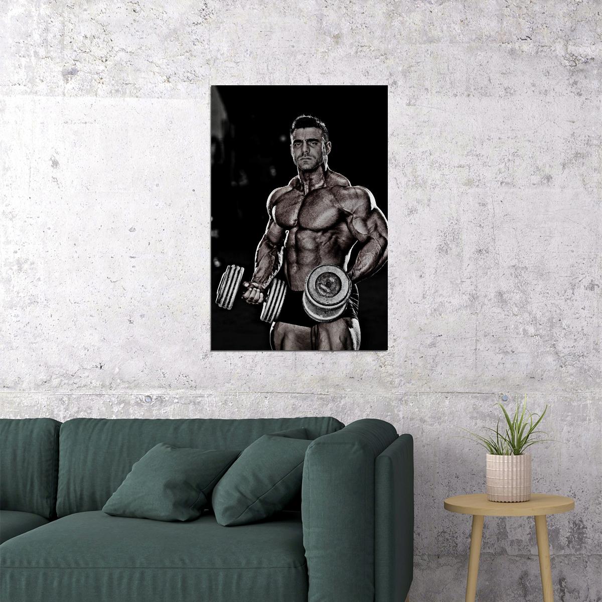 Rafael Brandao Black And White Gym Famous Brazilian Bodybuilder Poster Bodybuilding HD Photo Print