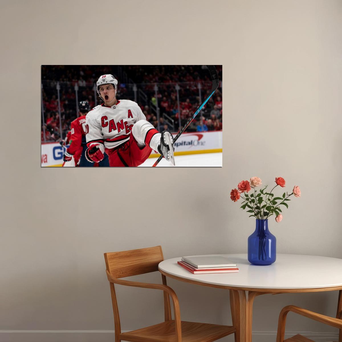 Sebastian Aho Scream Famous USA Hockey Player Poster North America Hockey HD Photo Print