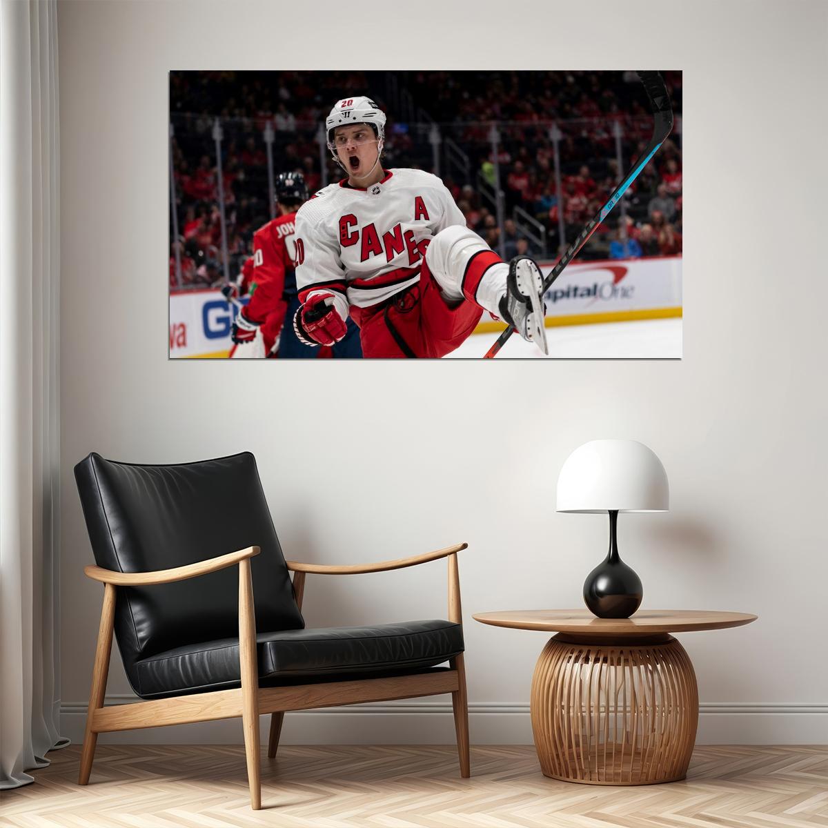 Sebastian Aho Scream Famous USA Hockey Player Poster North America Hockey HD Photo Print