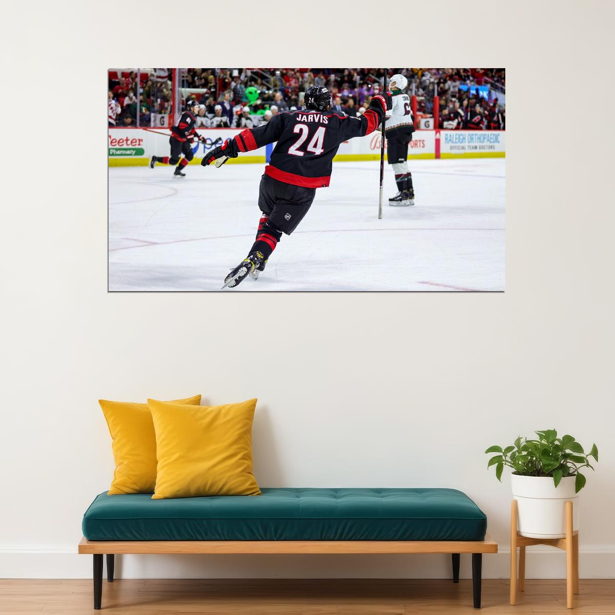 Seth Jarvis Cool Back Shot Famous USA Hockey Player Poster North America Hockey HD Photo Print