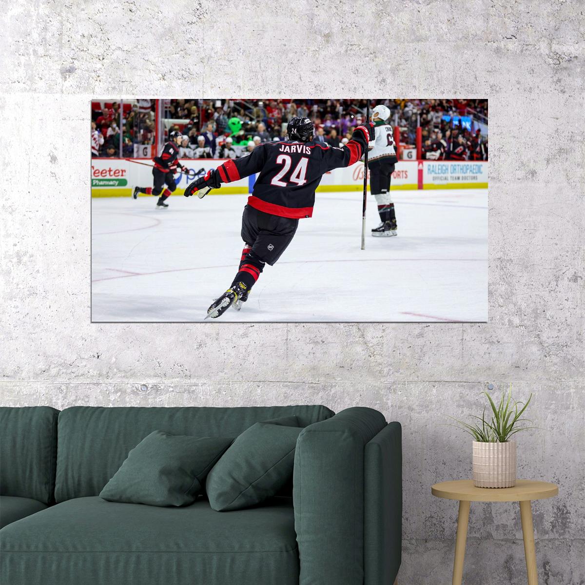 Seth Jarvis Cool Back Shot Famous USA Hockey Player Poster North America Hockey HD Photo Print