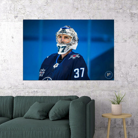 Connor Hellebuyck Mask Famous USA Hockey Player Poster North America Hockey HD Photo Print - xonomax