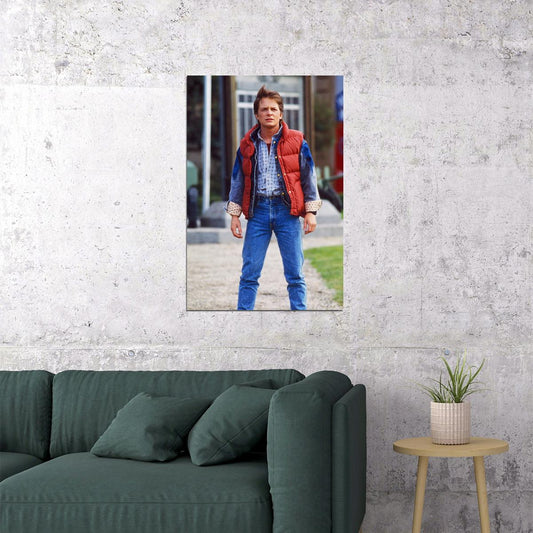 Michael J. Fox Marty McFly Red Vest Back to the Future Movie Poster Classic 80s Sci-Fi Photo Print - xonomax