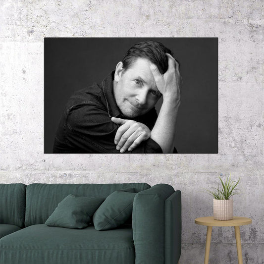 Michael J. Fox Black and White Portrait Classic Hollywood Actor Photo Print - xonomax