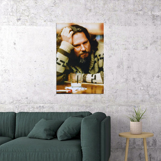 Jeff Bridges The Big Lebowski 1998 The Dude With White Russian Movie Poster Classic Comedy Film Wall Art Print - xonomax