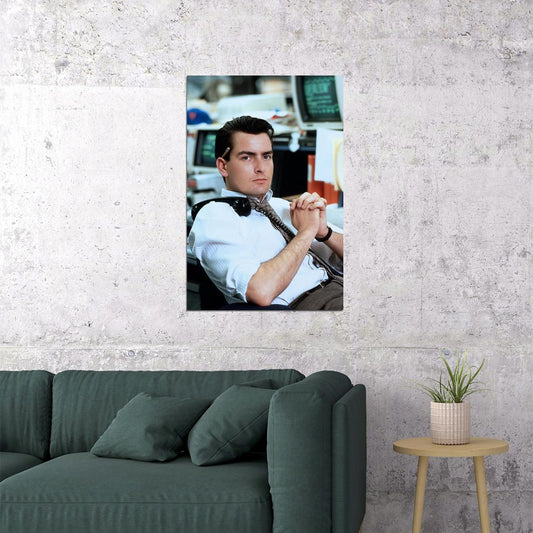 Charlie Sheen Bud Fox Wall Street 1987 Movie Poster Iconic 80s Film Star Wall Art Print - xonomax