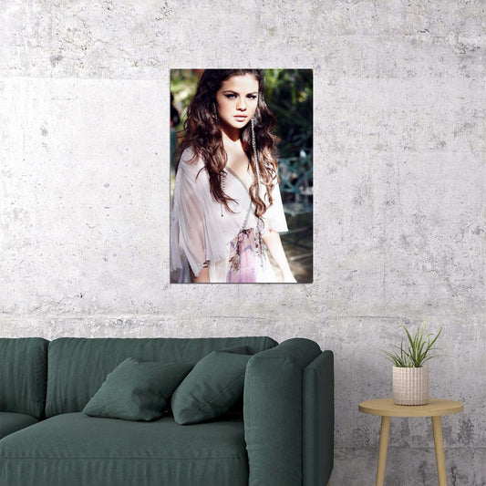 Selena Gomez Fashion Shoot Poster Boho Fashion Icon Photo Hollywood Star Glamorous Look Wall Art Print - xonomax
