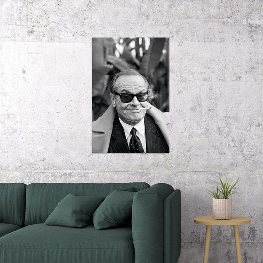 Jack Nicholson Black and White Portrait Hollywood Legend Classic Sunglasses Style Wall Art Print - xonomax