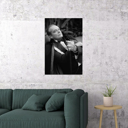 Jack Nicholson Black and White Portrait Smoking Cigar Iconic Hollywood Star Timeless Wall Art Print - xonomax