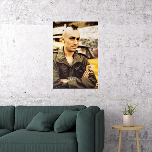 Robert De Niro Taxi Driver 1976 Movie Poster Signed Iconic Mohawk Look Hollywood Classic Wall Art Print - xonomax